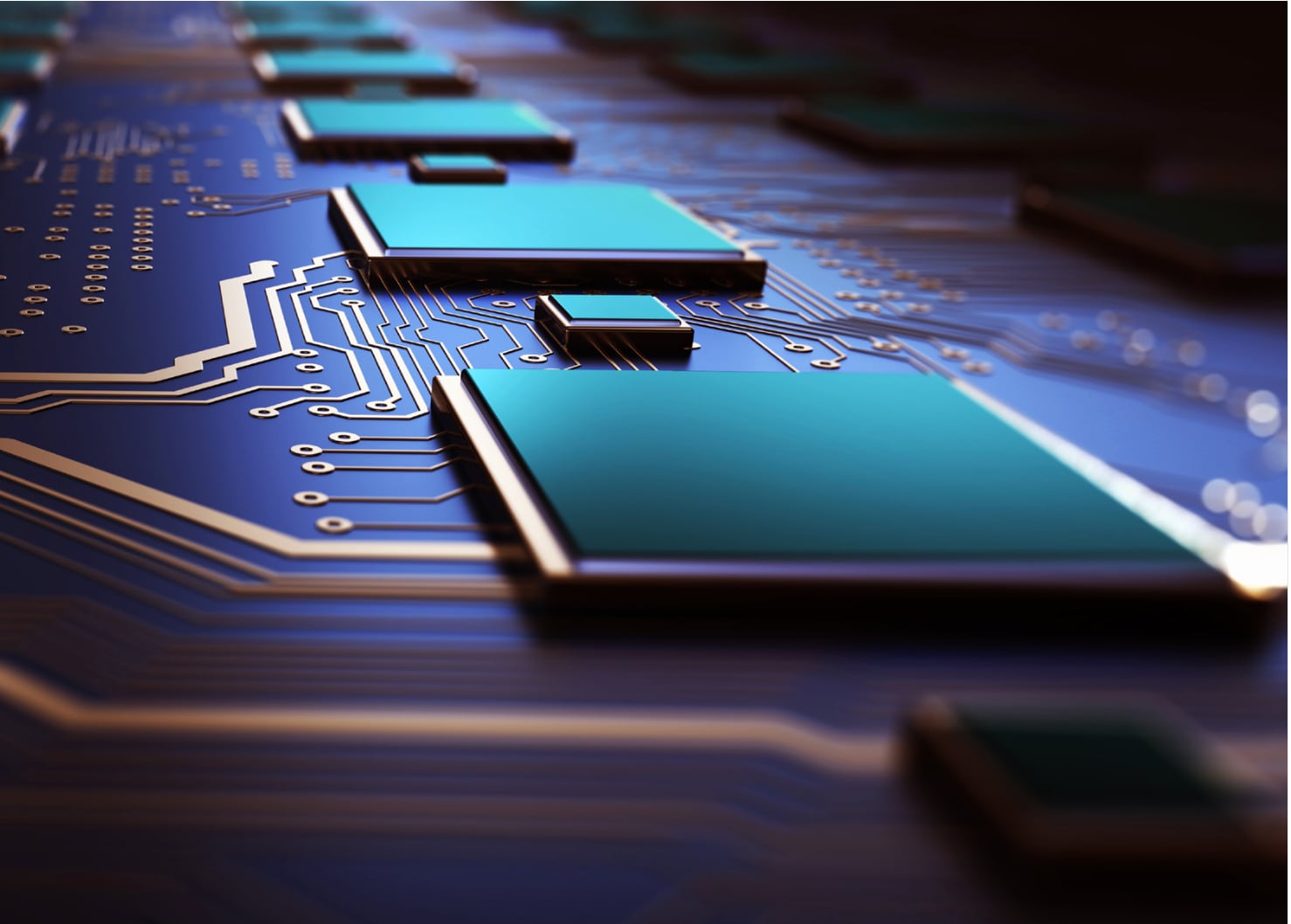 Closeup of Chips on Circuit Board